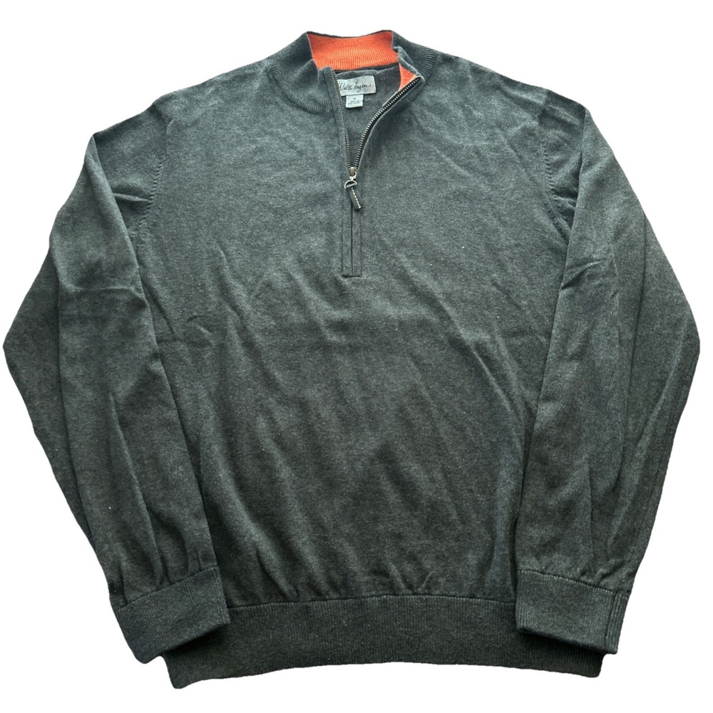 Walter‎ Hagen Men's Medium Cashmere Blend Gray 1/4 Zip Golf Pullover Sweater EUC